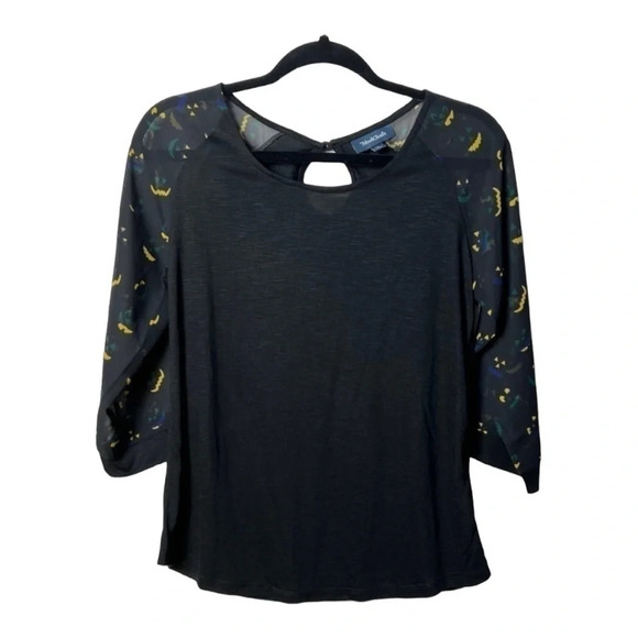 0417W. MODCLOTH 3/4 SHEER SLEEVE HALLOWEEN TOP SIZE‎ MEDIUM BLACK/ORANGE/YELLOW - Picture 2 of 12